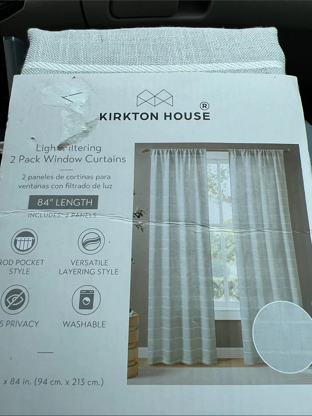 New in box Kirkton House  Light filtering 2 Pack Window Curtains 84”